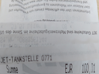 Tankrechnung - 100,01 €