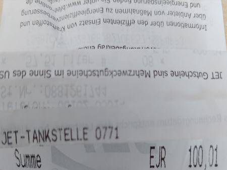 Tankrechnung - 100,01 €
