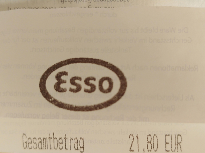 Tankrechnung - 21,80 €